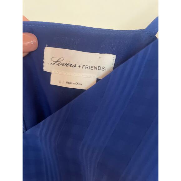 LOVERS + FRIENDS Elsa Mini Dress Wrap Slip Cobalt Blue Small S COCKTAIL PARTY - Picture 3 of 5